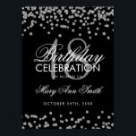 Silver 18th Birthday Faux Glitter Confetti Black Poster<br><div class="desc">Elegant 18th Birthday Silver Faux Glitter Confetti Black banner template.</div>
