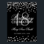 Silver 18th Birthday Faux Glitter Confetti Black Poster<br><div class="desc">Elegant 18th Birthday Silver Faux Glitter Confetti Black banner template.</div>