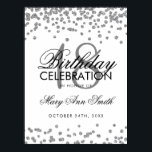 Silver 18th Birthday Faux Glitter Confetti White Poster<br><div class="desc">Elegant 18th Birthday Silver Faux Glitter Confetti White banner template.</div>