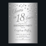 Silver 18th Birthday Party Invitation<br><div class="desc">18th Birthday Party Invitation
Elegant design with faux glitter silver and foil effect. Sparkly glitter diamonds confetti and stylish script font invite card. Cheers to 18 Years! Please message me if you need further customization.</div>