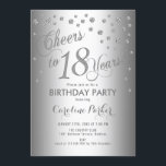 Silver 18th Birthday Party Invitation<br><div class="desc">18th Birthday Party Invitation
Elegant design with faux glitter silver and foil effect. Sparkly glitter diamonds confetti and stylish script font invite card. Cheers to 18 Years! Please message me if you need further customization.</div>
