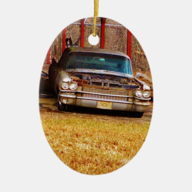Silver 1963 Sadan Deville Ceramic Ornament (Front)