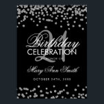 Silver 21st Birthday Faux Glitter Confetti Black Poster<br><div class="desc">Elegant 21st Birthday Silver Faux Glitter Confetti Black banner template.</div>