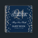 Silver 21st Birthday Guestbook Confetti Navy Blue Notebook<br><div class="desc">An elegant 21st Birthday Party Guest Book template with Silver Glitter Confetti on Navy Blue design and easy to customize text.</div>