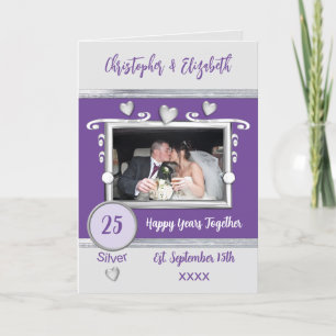 Silver 25th anniversary add photo names purple card