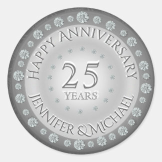 Silver 25th Anniversary Classic Round Sticker