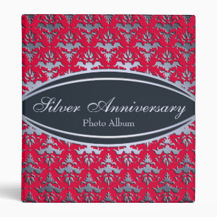 Silver 25th Anniversary Photo Damask Album Binder