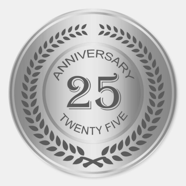 Silver 25th Anniversary with laurel wreath Sticker (Front)