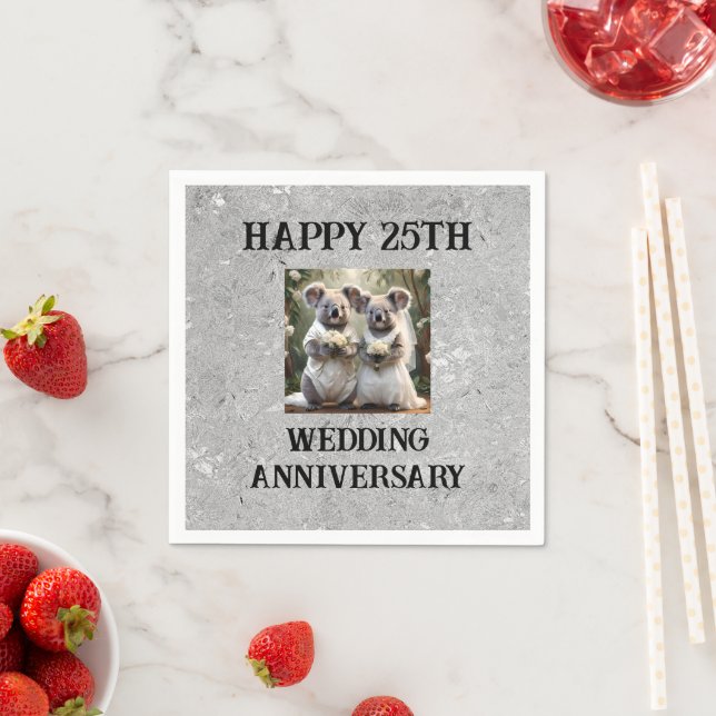 Silver 25th Traditional Wedding Anniversary,  Napkin (Insitu)