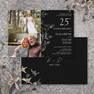 Silver 25th Wedding Anniversary 2 Photo Invitation