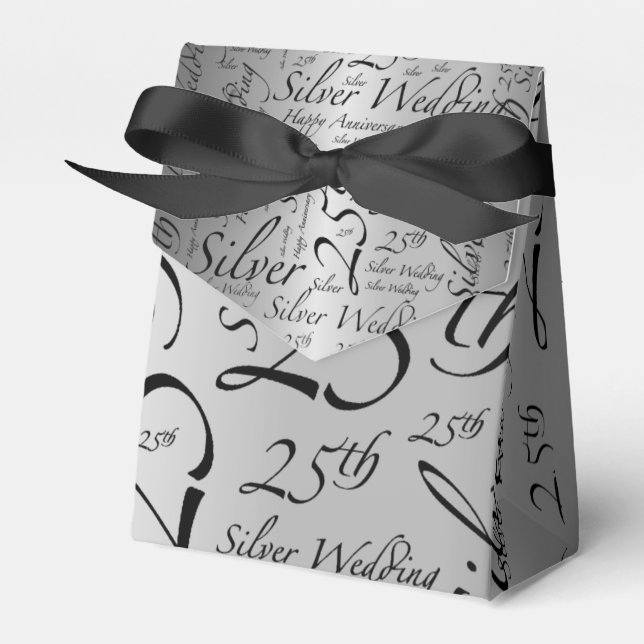 Silver 25th Wedding Anniversary Favor Box (Front Side)