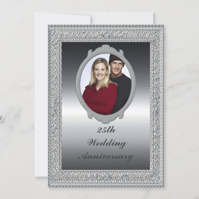 Silver 25th Wedding Anniversary Party Invitation (Front)