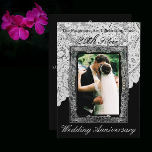 Silver 25th Wedding Anniversary Photo Invitation
