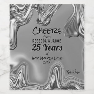 Silver 25th Wedding Anniversary Wine Label