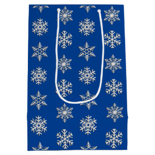 Silver 3-d snowflakes, Customizable Background Medium Gift Bag