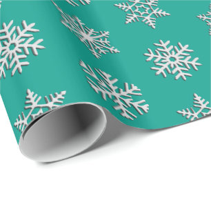 Silver 3-d snowflakes, Customizable Background Wrapping Paper