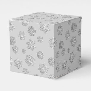 Silver 3-d snowflakes on a silver background favor box