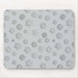 Silver 3-d snowflakes on a silver background mouse pad