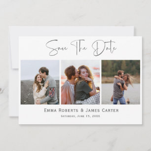 Silver 3-Photo Save the Date Card