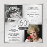 Silver 60th Birthday Invitations Then & Now Photos<br><div class="desc">Create your own elegant 60th Birthday Surprise Party Invitations. Classic executive style black and silver for men or women, personalized with double photo frame inserts for "Then & Now" pictures -- Customize the name, date, and details for your special celebration. Can be easily customized for other special occasions, corporate events,...</div>