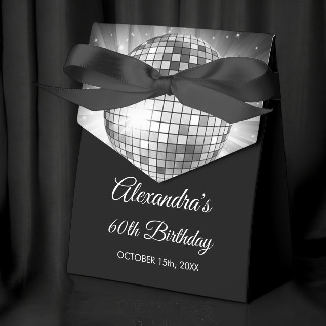 Silver 60th Birthday Party 70's Disco Ball Favor Box (Creator Uploaded)