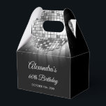 Silver 60th Birthday Party 70's Disco Ball Favor Box<br><div class="desc">Elevate your 60th birthday celebration with our Silver 60th Birthday Party 70's Disco Ball Gift Box, designed to add a touch of sophistication and retro flair to your milestone bash. In a shimmering shade of silver, this gift box exudes elegance and nostalgia. The disco ball graphic transports you back to...</div>