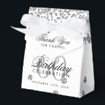 Silver 60th Birthday Thank You Confetti White Favor Box<br><div class="desc">Elegant "Thank You" 60th Birthday Silver Faux Glitter Confetti White design.</div>