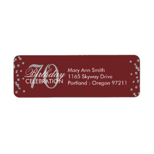 Silver 70th Birthday Glitter Confetti Burgundy