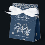 Silver 70th Birthday Thank You Confetti Navy Blue Favor Box<br><div class="desc">Elegant "Thank You" 70th Birthday Silver Faux Glitter Confetti Navy Blue design.</div>
