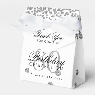 Silver 80th Birthday Thank You Confetti Favor Box