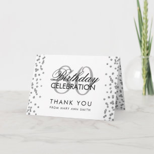 Silver 80th Birthday Thank you Glitter