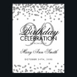Silver 90th Birthday Glitter Confetti Poster<br><div class="desc">Elegant 90th Birthday Silver Faux Glitter Confetti banner template.</div>