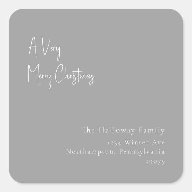 Silver A Very Merry Christmas Square Envelope Seal (Front)