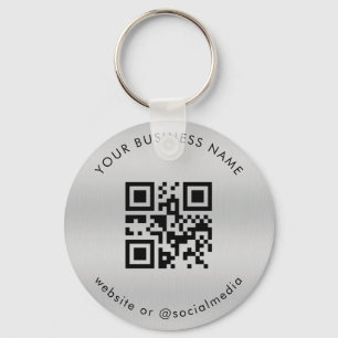 Silver Add Your Custom Business Qr Code Scan Keychain