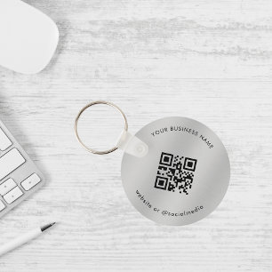 Silver   Add Your Custom Business Qr Code Scan Keychain