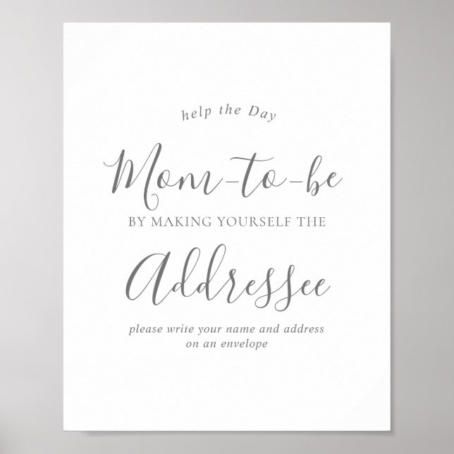 Silver Address an Envelope Baby Shower Sign (Front)