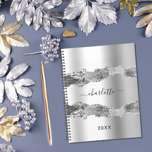 Silver agate marble name script elegant 2022 planner (Creator Uploaded)