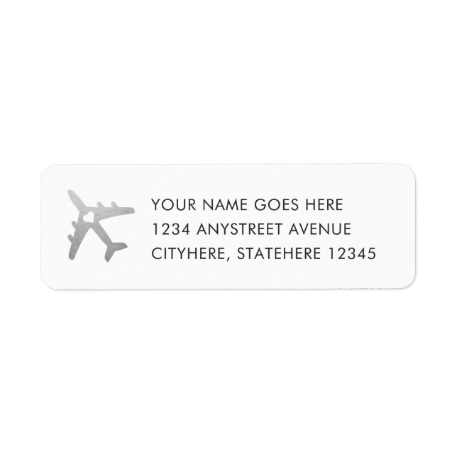 Silver Airplane Travel Return Address (Front)