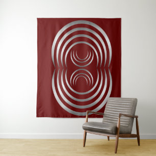 Silver Alien Symbols Grey Crop Circle Tapestry