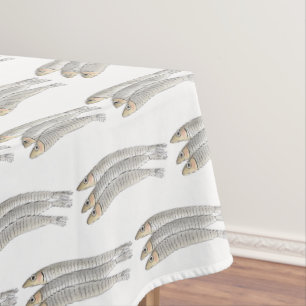Silver Anchovies Fish Anchovy Pizza Topping Tablecloth