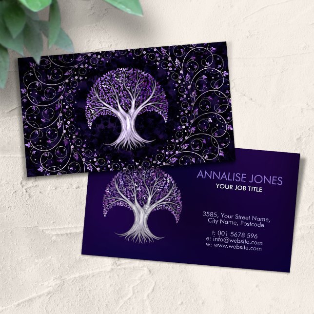 Silver and Amethyst Tree of life - Yggdrasil  Business Card (Creator Uploaded)