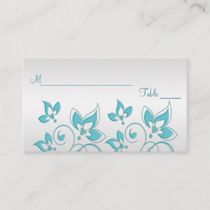 Silver and Aqua Floral Placecards