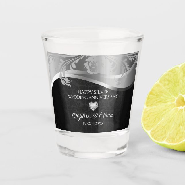 Silver and Black Anniversary  Shot Glass (Front)