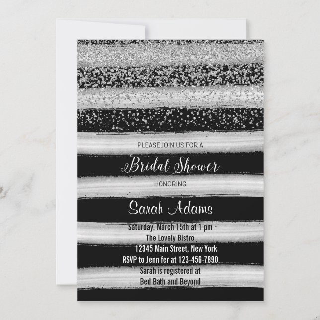 Silver and Black Bridal Shower Invitation (Front)