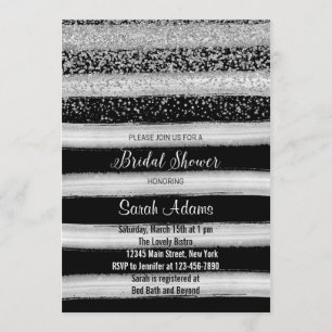 Silver and Black Bridal Shower Invitation