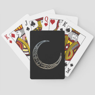 Silver And Black Celtic Crescent Moon Playing Cards