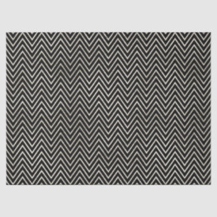 Silver and Black Chevron Stripes Tissue Paper