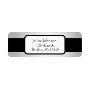 Silver and Black Classy  Return Address Sticker