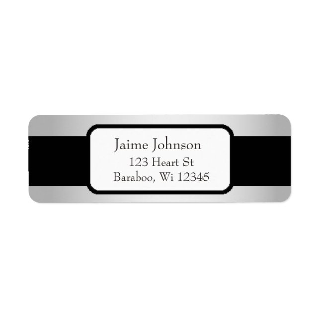 Silver and Black Classy  Return Address Sticker (Front)