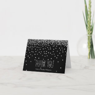 Silver and Black Confetti Dots Thank you